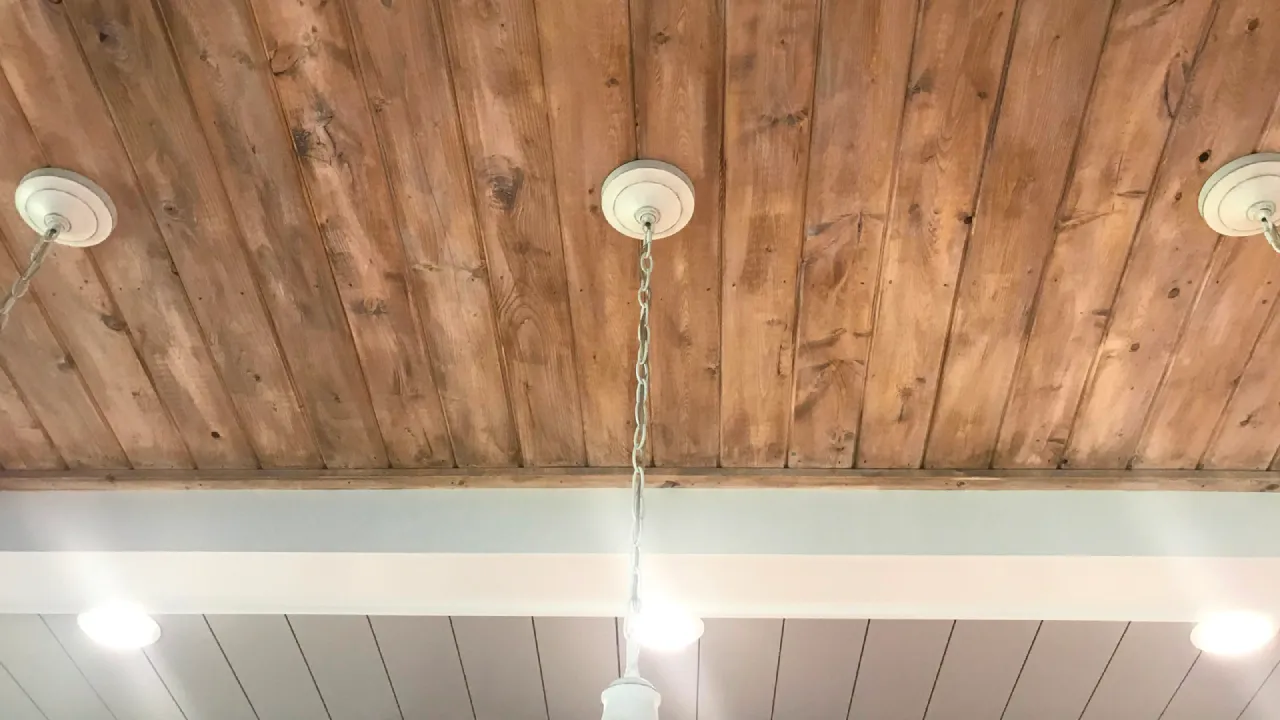 Low Ceiling Basement Design Hacks: wood paneling ceiling