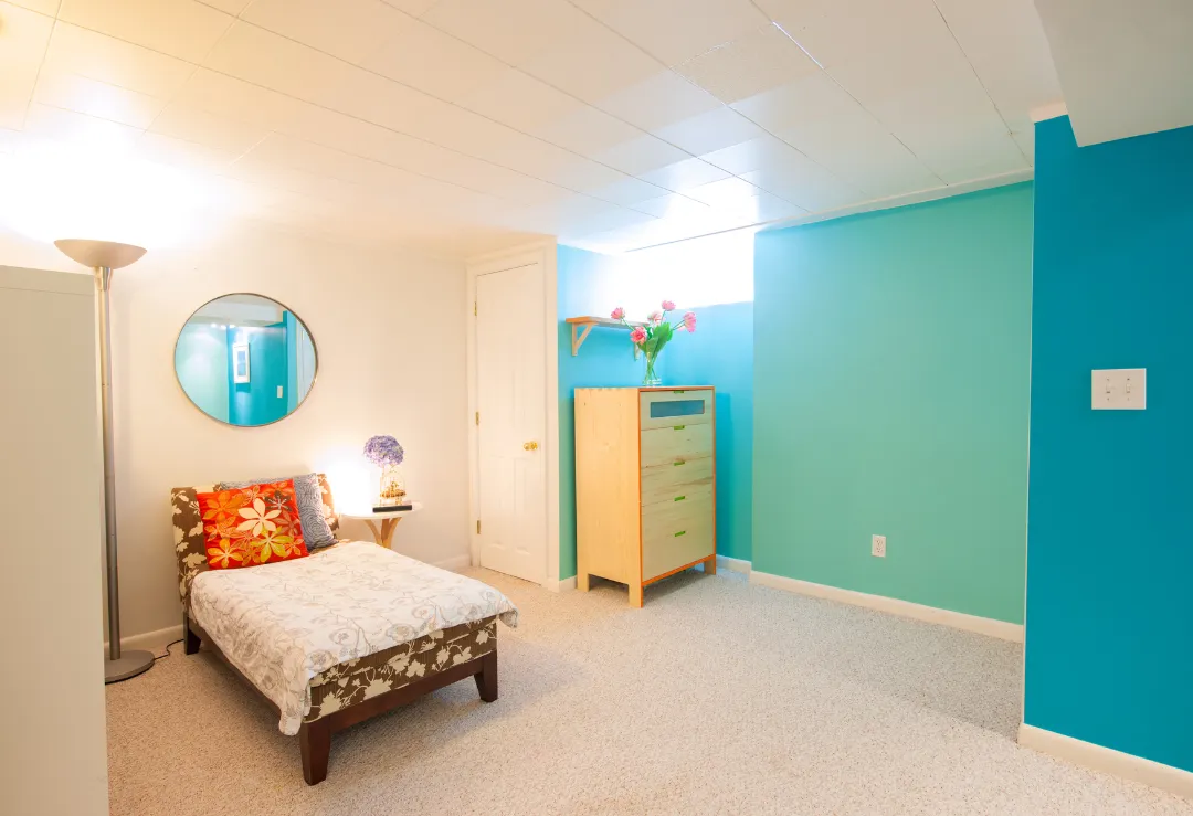 bedroom in a basement, extra spaces ideas